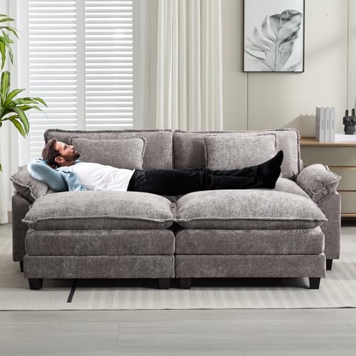Oprisen 86" Modular Sectional Sofa, Comfy Deep Cloud Couch with Ottoman