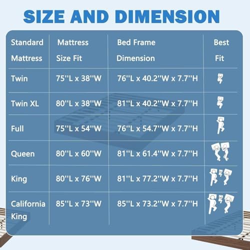 GarveeHome Wood Platform Bed Frame, Twin XL Bed Frame Without Headboard