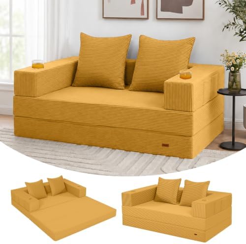 COMAX Boneless Futon Sofa Bed, 59" Small Low-Profile Floor Couch