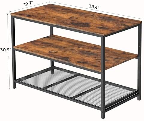 Homleke 39.4" L Kitchen Island with 3 Shelves, Workbench,Metal Frame