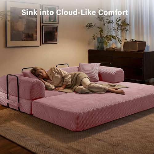 79" Convertible Sofa Bed, Boneless Sleeper Futon Couch for Living Room