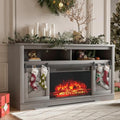 YESHOMY Farmhouse Fireplace TV Stand for TVs up to 65 Inch,Gray Rustic