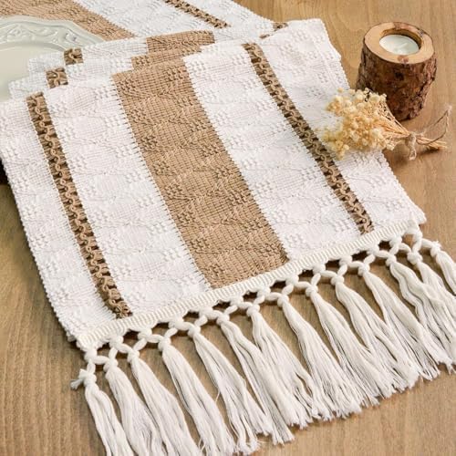FEXIA Boho Table Runner with Tassels 12x36 Inch for Fall Home Decor