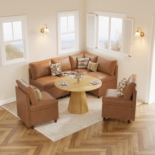 SITJOY Breakfast Nook Bench with Storage, Brown, 1 Seat (Corner)