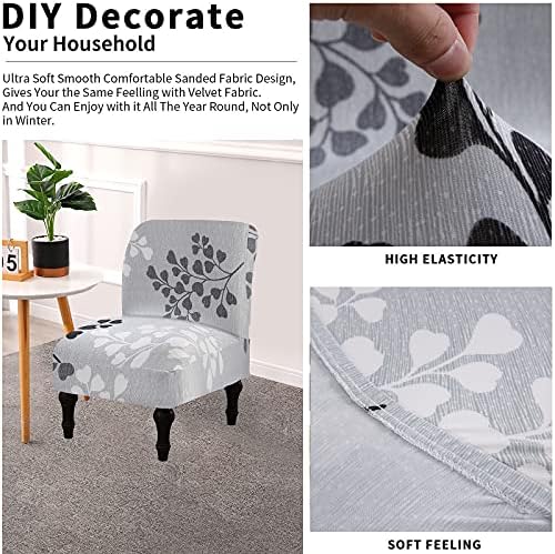 Eco-Ancheng Armless Chair Slipcover Removable Armless Accent Chairs Covers Washable Armless Slipper Chair Slipcover Printed Armless Chair Furniture Protector Covers for Living Dining Room Hotel