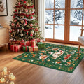 Christmas 2x3 Entryway Area Rug - Non Slip Washable Winter Green Doormat Indoor Soft Low Pile Decorative Floor Mat for Kitchen Bathroom Living Room Bedroom Holiday Home Decor Gift（2x3，Green ）