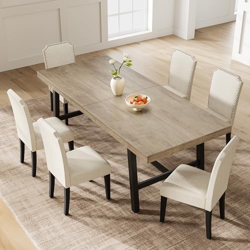 Garvee 79" Extra Large Dining Table, Industrial Kitchen Table, Grey