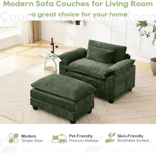 Oprisen 53" Modular Sectional Sofa, Comfy Deep Cloud Couch with Ottoman