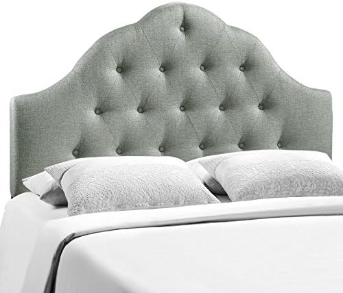 Modway Sovereign Tufted Button Linen Fabric Upholstered King Headboard in Gray