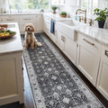Washable 3x25 Extra Long Runners: Oriental Soft Non-Slip Hallway Runner Rugs for Kitchen Dining Room Indoor Low Pile Thin Entry Floor Mat Stain Resistant Carpet for Living Room Bedroom (3 x 25,Black)