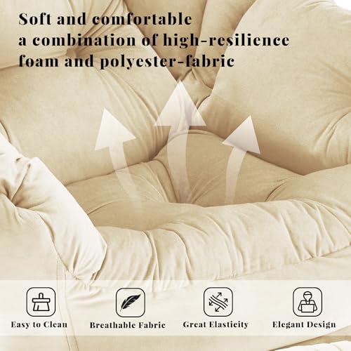 Lazy Chair with Ottoman, Comfy Reading Chair, Khaki