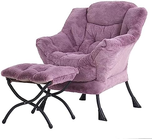 Tiita Lazy Chair with Ottoman, Comfy Reading Accent Chair, Plush Purple