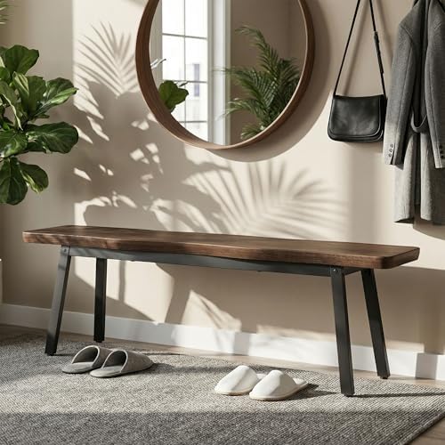 FUQARHY 59” Farmhouse Dining Bench Pair of 2, Long Kitchen Benches
