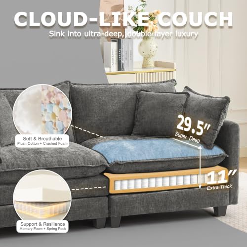 78" Modular Sectional Sofa, Cloud Loveseat Couch for Living Room