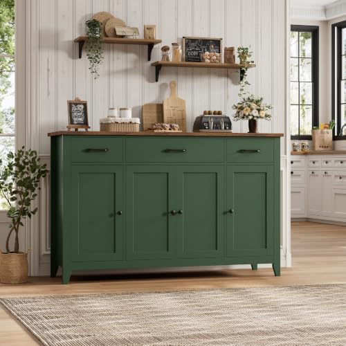 HORSTORS 55" W Buffet Cabinet with Storage, Kitchen Storage Cabinet, Green