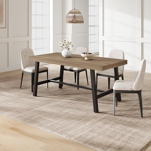 GarveeHome Industrial Dining Table for 4-6 People, 63" Long Kitchen Table with Sturdy Metal Frame, Rectangular Counter for Dinner, Kitchen, Dining Room (Rustic Pear, 63" Non-extendable)
