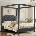 GAOMON Full Canopy Bed Frame with Upholstered Headboard