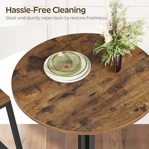 YATINEY Round Bar Table, Counter Height Pub Table, Bar Height Cocktail Table, Versatile Use, for Dining Room, Kitchen, Bar, Pub, Cafe, Rustic Brown and Black BT10BR