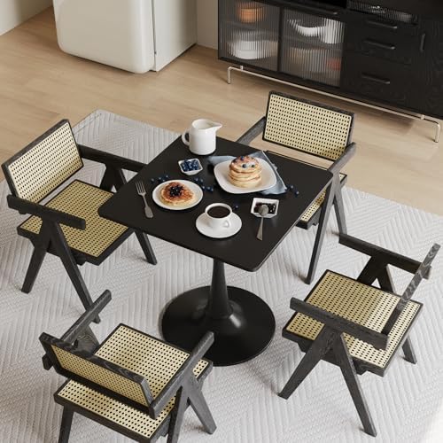 24 inch Black Small Dining Table for 2 or 4 person,24x24 Square Tulip Table