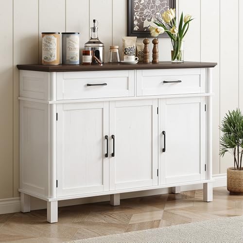 ONBRILL 55 Inch Buffet Cabinet with Storage, Off White