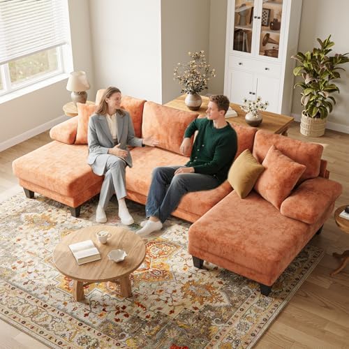 Txtin's Sleeper Sofa with Pull Out Bed 112 Inch U Shaped Sectional Couch