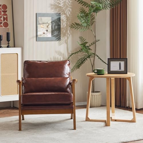 Karl home Mid-Century Lounge Accent Chair, Red-Brown