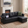 TYBOATLE Black Sectional Couches w/Side Pockets for Living Room