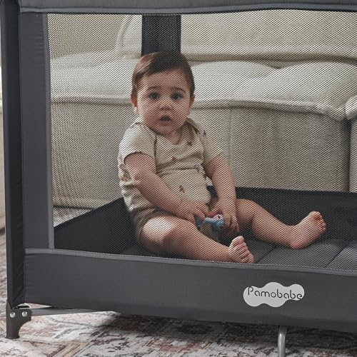 Pamo Babe Foldable Portable Baby Playard Crib for Toddlers