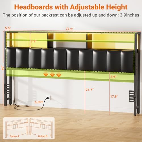 Aheaplus Headboard for King Size Bed with Storage, Upholstered Headboards