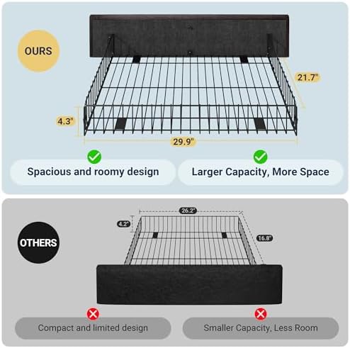 Allewie King Size Storage Bed Frame with 4 Underbed Drawers, Upholstered Platform Bed with Adjustable Headboard, Diamond Button Tufted, Easy Assembly, Noise-Free, No Box Spring Needed, Brown
