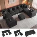 MONVANE Modular Sectional Sofa, Oversized 10 Seat Convertible U Shaped Couch with Ottoman, Comfy Chenille Deep Seat Cloud Couch, Sectional Couches for Living Room, No Assembly Required, Black