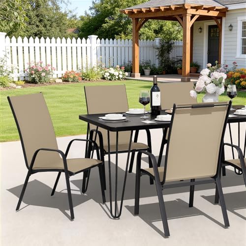 JEAREY Patio Dining Chairs Set of 4, Stackable Outdoor Chairs, Beige