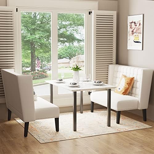 Andeworld Modern Loveseat Settee Bench Sofa Couch, Faux Leather,White
