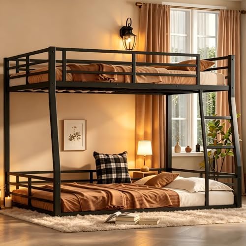 PVWIIK Full XL Over Queen Bunk Bed for Teens,Black