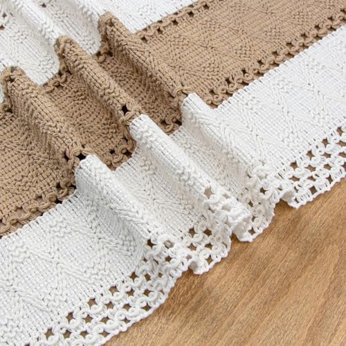 FEXIA Boho Table Runner for Fall Home Decor 12x72 Farmhouse Woven Runner