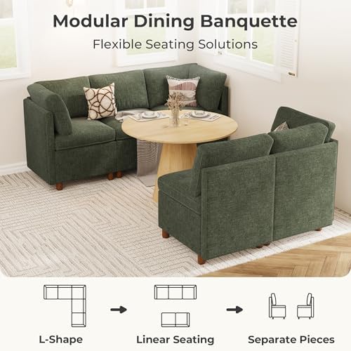 SITJOY Breakfast Nook Bench with Storage, Green, 5 Seat (3 Corner)
