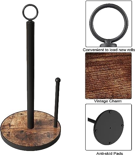 OROPY Paper Towel Holder Countertop, Heavy Duty Wood Base, Farmhouse Style