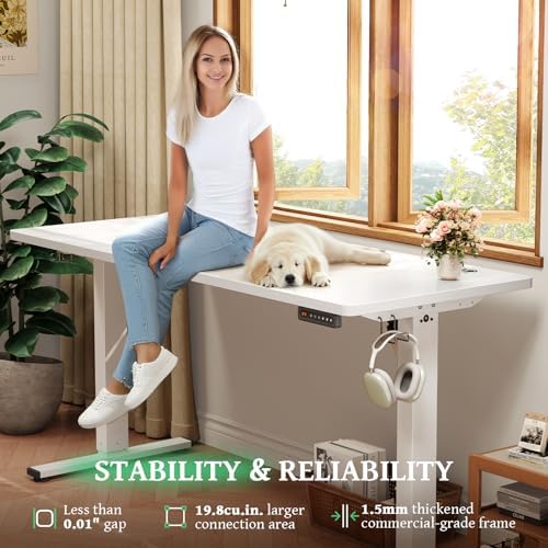 Electric Standing Desk Adjustable - 55 x 24 Inch Sit Stand up Desk with 0.8 Inch Thick Tabletop - Adjustable Height Table with 3 Memory Preset, Cable Management for Home Office