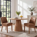 Brown Faux Leather Dining Chairs Set of 2, Upholstered Dining Room Chairs