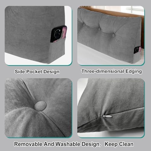 Headboard Pillow Twin, Triangular Bed Wedge Backrest Reading Pillow Cushion for Dorm Sofa Day Bed