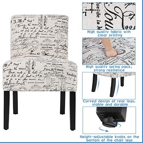 Accent Chair Dining Chairs Armless Chair for Living Room Armless Chair Modern Accent Chair Elegant Design Modern Fabric Living Room Chairs Set of 2 with Solid Wood Legs Home Furniture,White