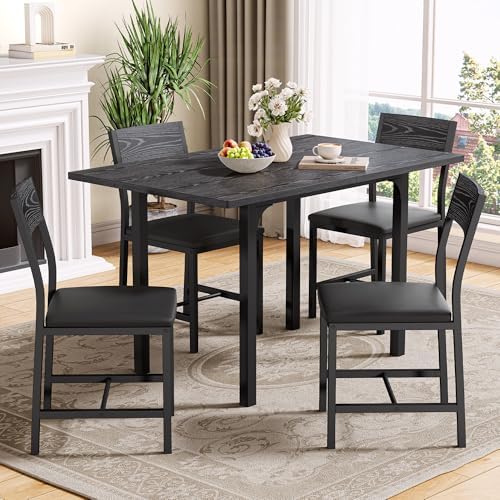IRONCK Dining Table Set for 4, Extendable Kitchen Table Chairs Set of 4