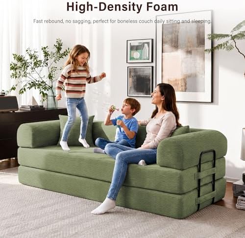 79" Convertible Sofa Bed, Boneless Sleeper Futon Couch for Living Room