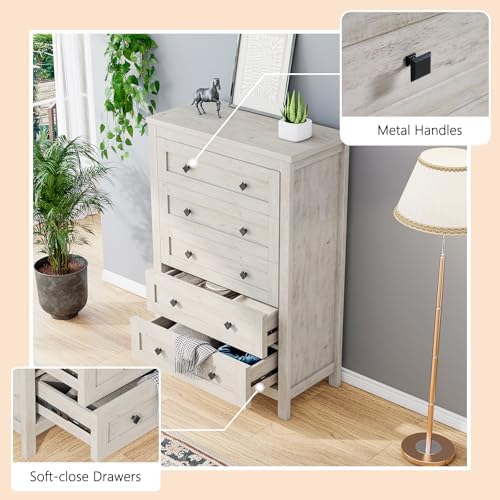 LUXOAK 4-Piece Farmhouse Bedroom Set with Dressers & Nightstands, White