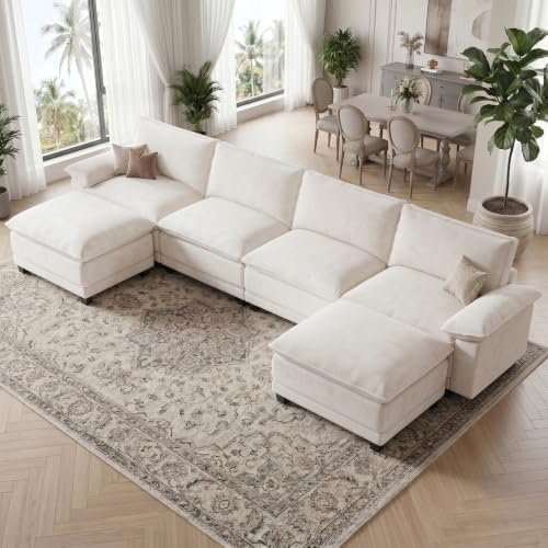 140" Modular Sectional Couch, U Shaped Cloud Sofa for Living Room