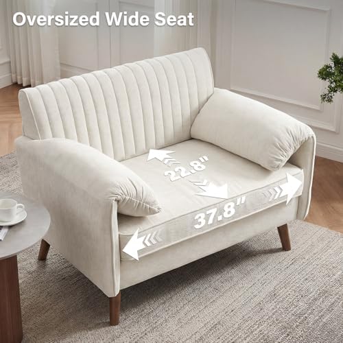 Modern Elegant Oversized Accent Armchair Set of 2, 43.3" Chenille, Beige