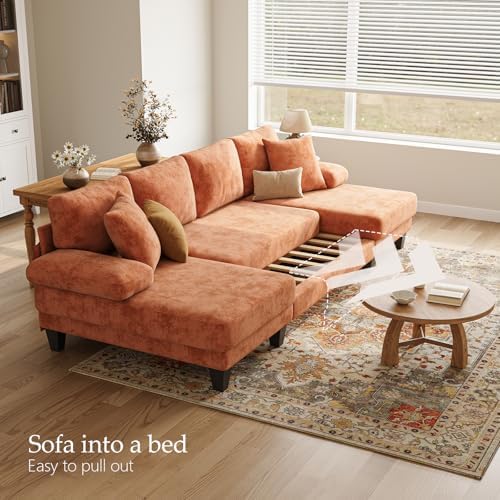 Txtin's Sleeper Sofa with Pull Out Bed 112 Inch U Shaped Sectional Couch