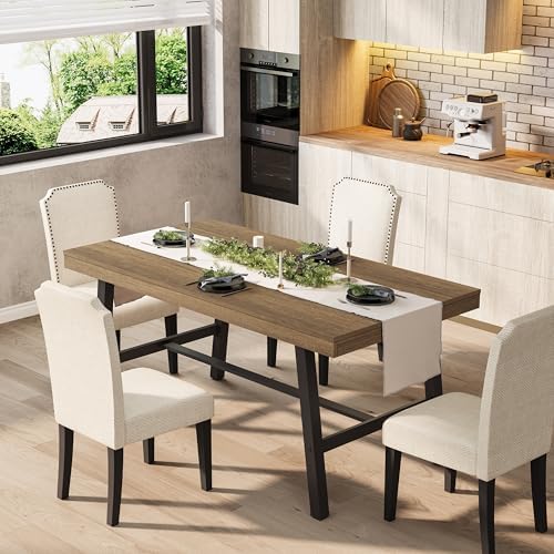 Garvee 55" Industrial Dining Table, Compact Kitchen Table, Rustic Pear