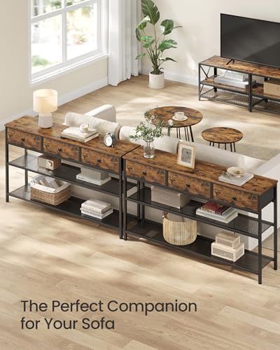 SONGMICS Console Table with 3 Fabric Drawers, Narrow Entryway Furniture