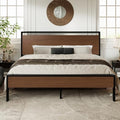 Allewie King Size Bed Frame, Heavy Duty 12 Metal Slats Support, Walnut